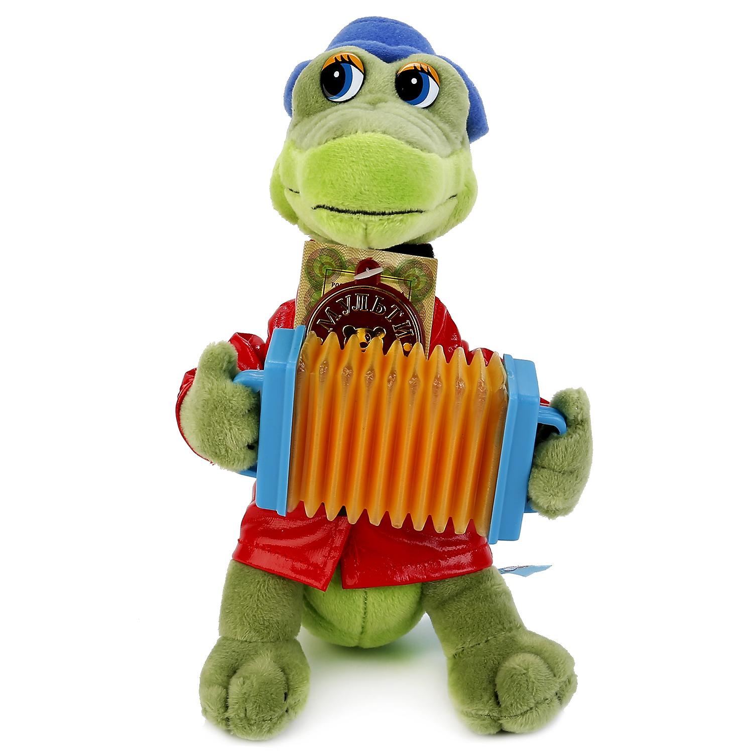 Озвученная мягкая игрушка - Крокодил Гена с аккордеоном, 24 см  