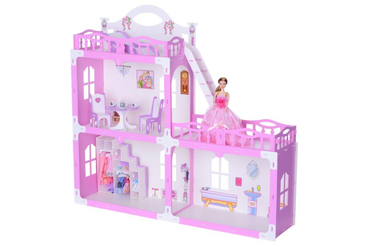 Домик для кукол - Анна, бело-розовый, с мебелью  