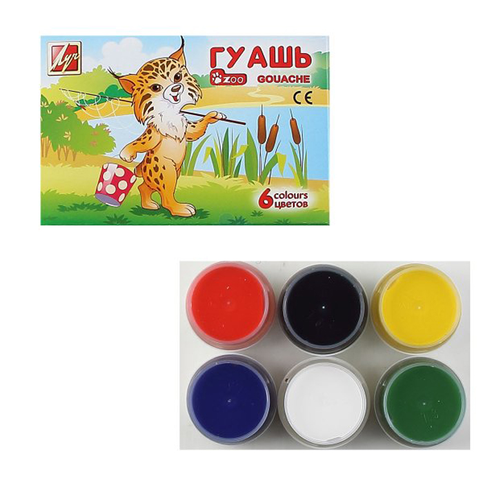 

Гуашь - ZOO, 6 цветов по 15 мл