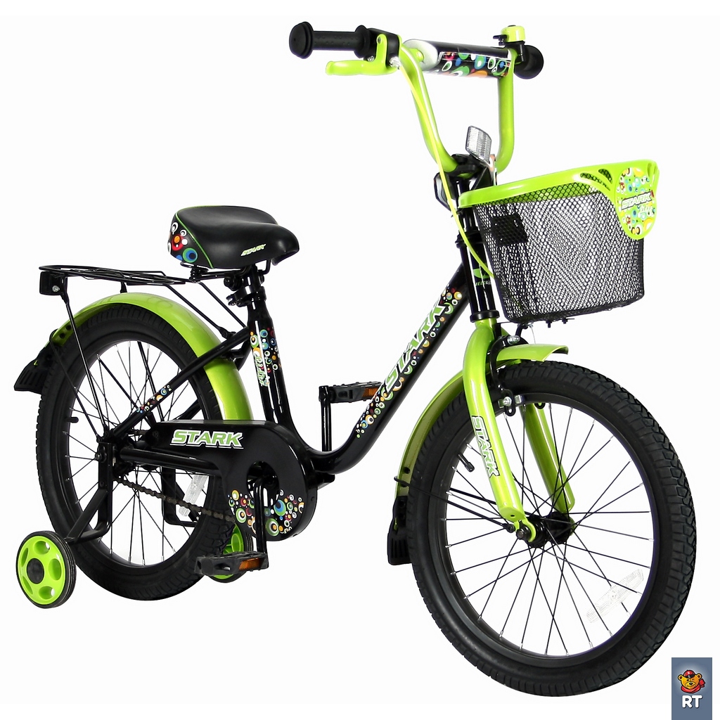 Двухколесный велосипед Lider Stark, диаметр колес 18 дюймов, черный/зеленый  