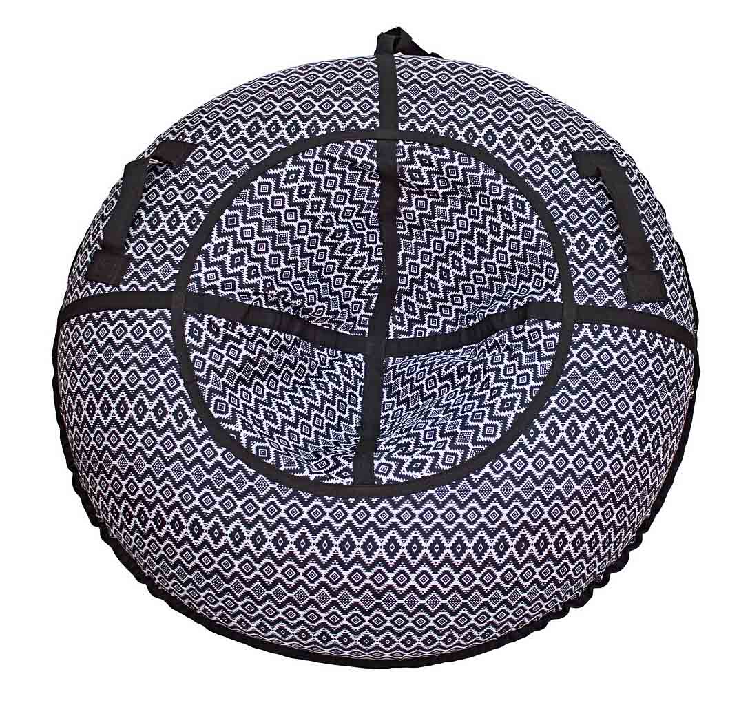 Санки надувные - Тюбинг, скандинавский орнамент черный, диаметр 118 см  