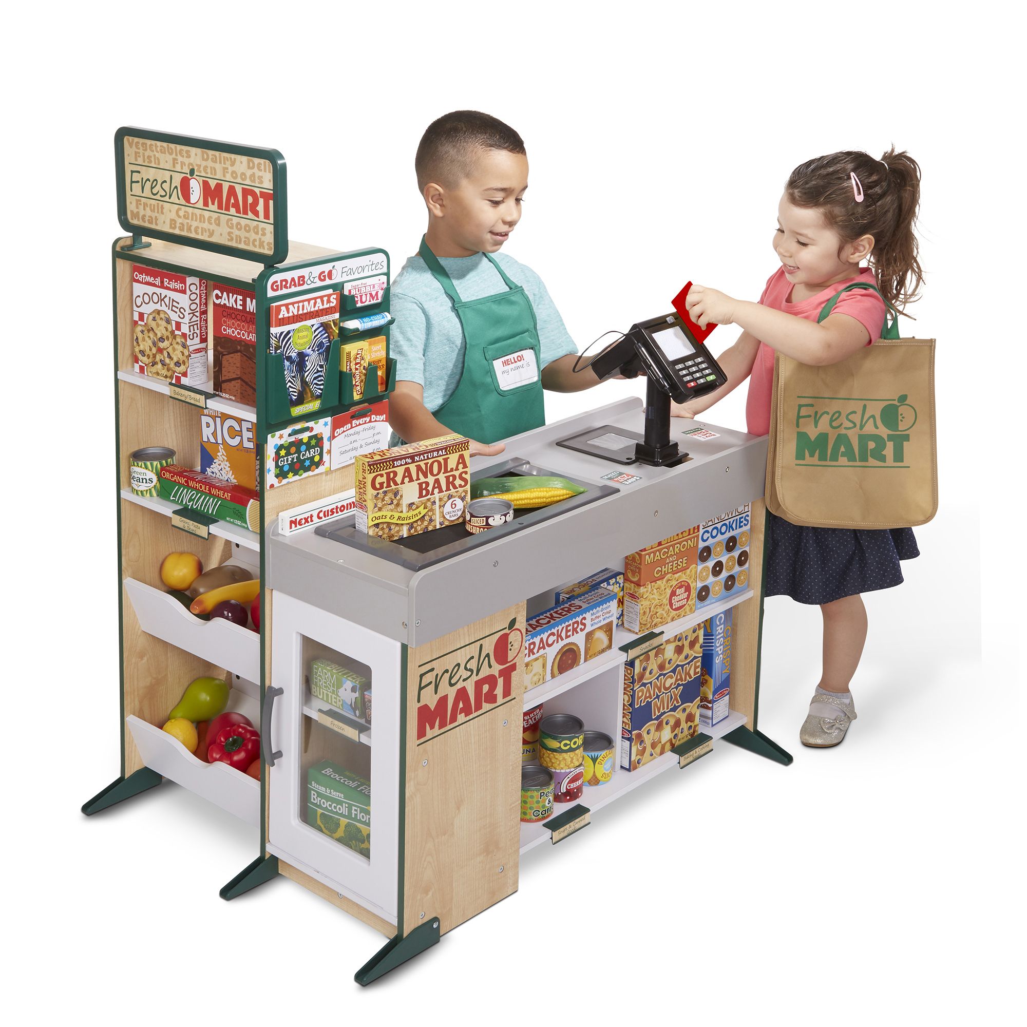 Проду первый. Melissa Doug супермаркет. Melissa Doug Wooden Fresh Mart grocery Store Set. Melissa and Doug продукты. Игрушечный магазин.