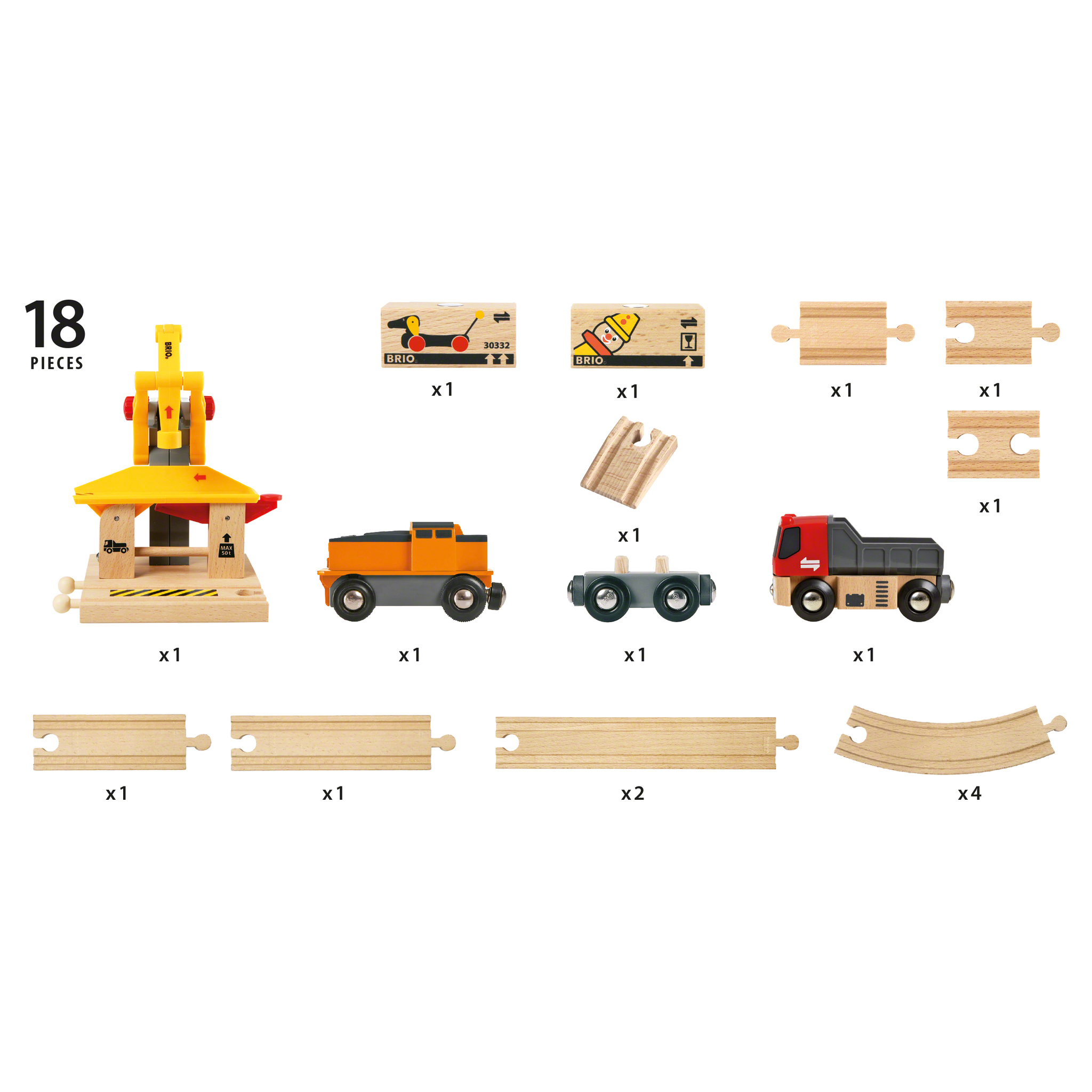 Игровой набор с механическим погрузчиком, поездом, грузовиком, рельсами и 2 грузами  