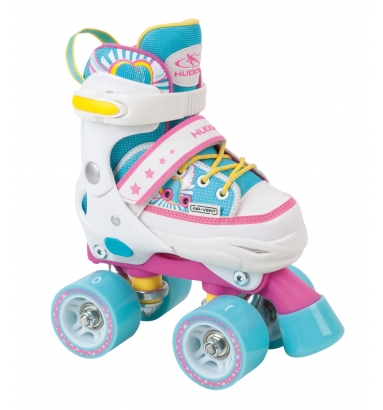 Раздвижные ролики-квады Hudora Skate Wonders, розовый/голубой, 28-31 