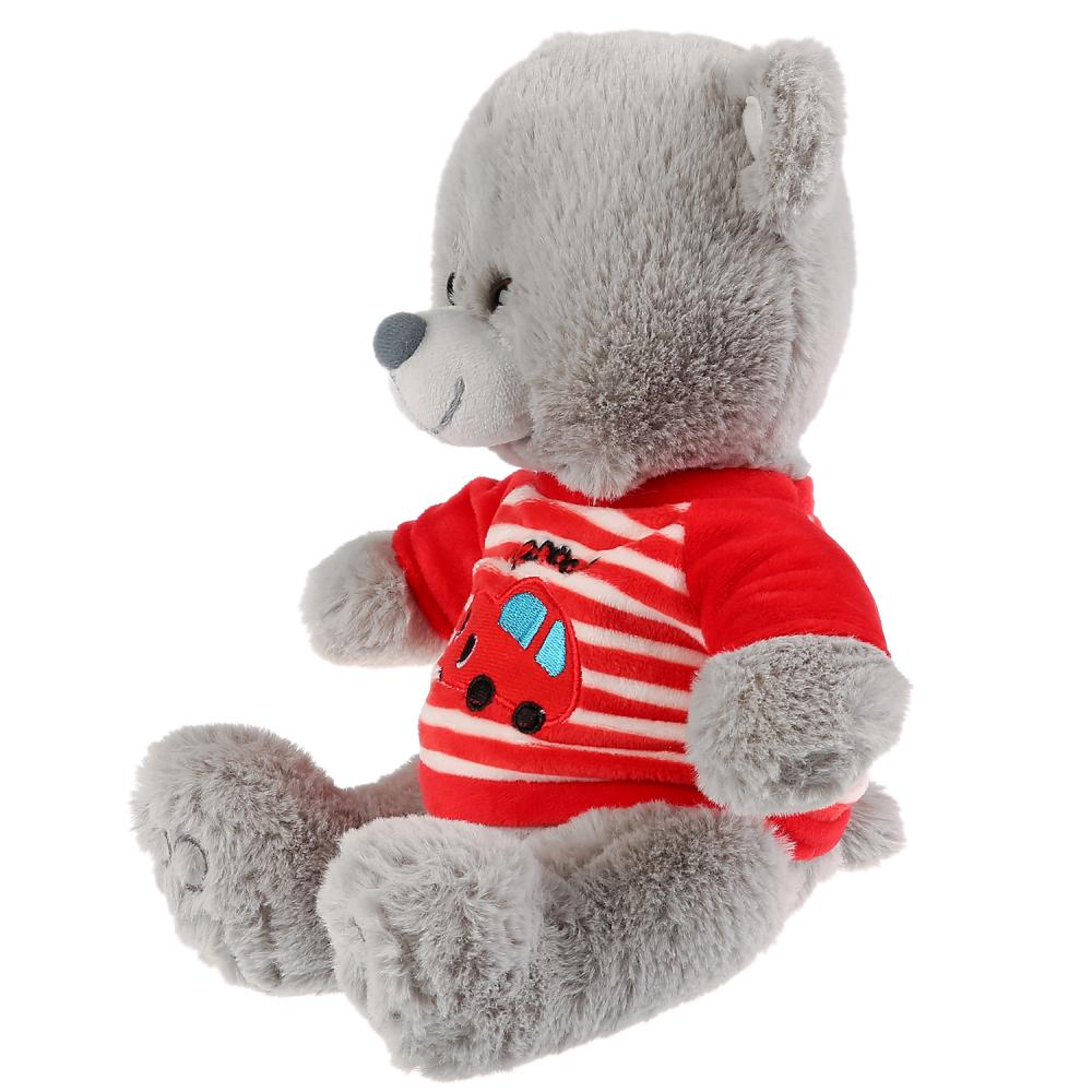 Музыкальная мягкая игрушка – Медведь в футболочке с машинкой, стихи А. Барто, 22 см  