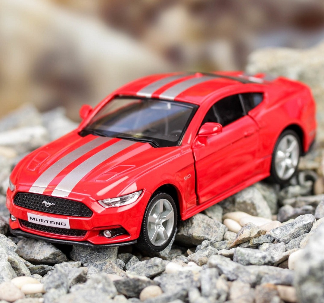 Машина металлическая инерционная RMZ City - Ford 2015 Mustang with Strip, цвет желтый, 1:32  