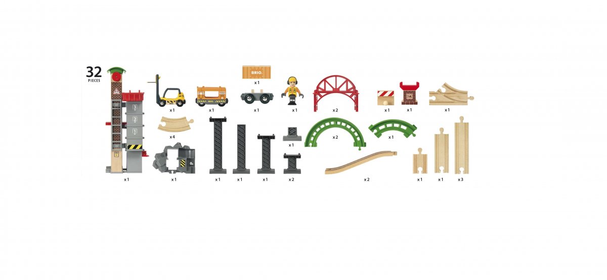 Игровой набор ж/д - Логистическая станция с лифтом, 32 элемента  