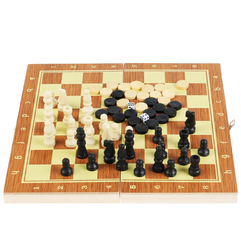Шахматы деревянные с пластиковыми фигурами 2 в 1 – Шахматы и шашки  