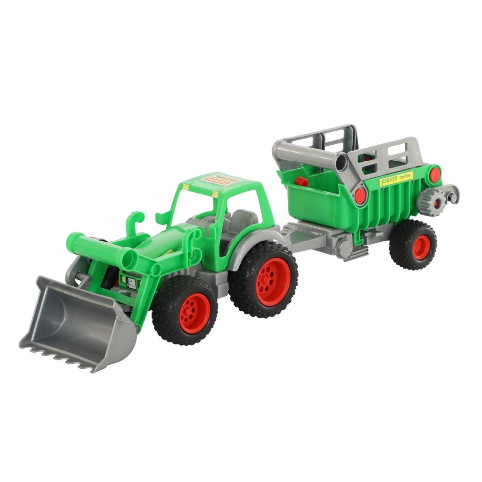 Трактор-погрузчик с полуприцепом №2 из серии Фермер-техник в коробке  