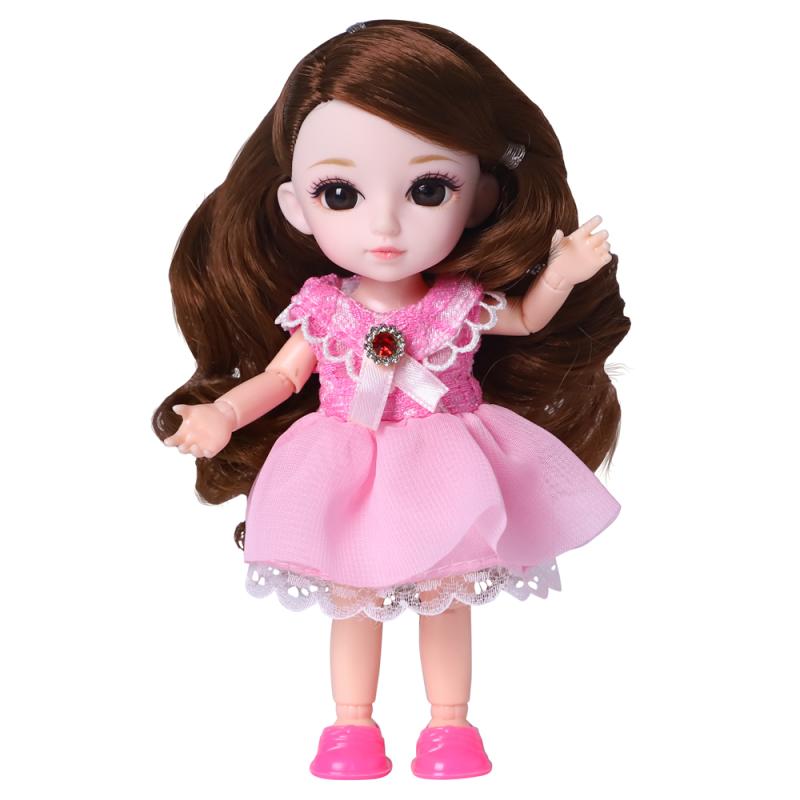 Кукла шарнирная - Малышка Лили шатенка с расческой, 16 см  