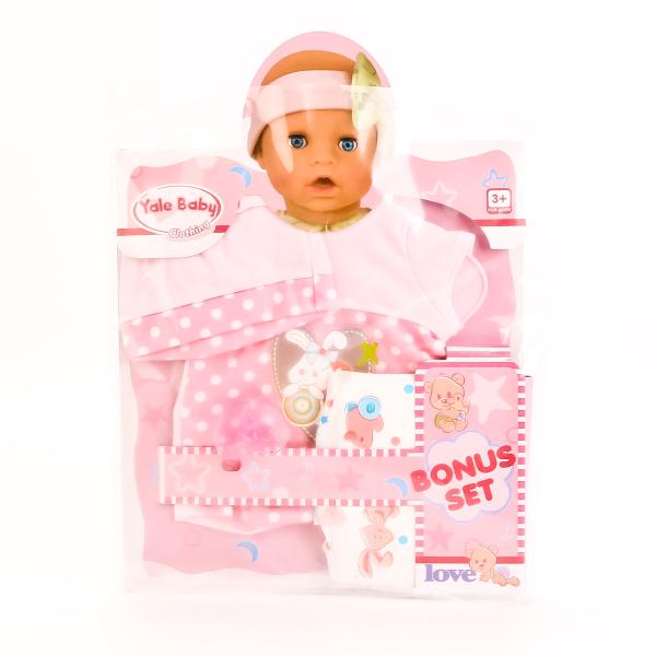 Одежда для кукол с аксессуарами – Шапочка, боди, соска, памперс, розовые  