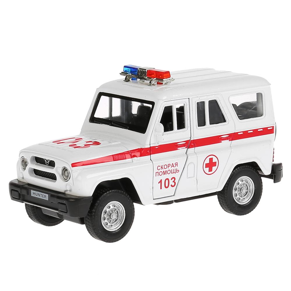 

Инерционная металлическая машина - свет-звук Uaz Hunter – Скорая, 12 см, открываются двери