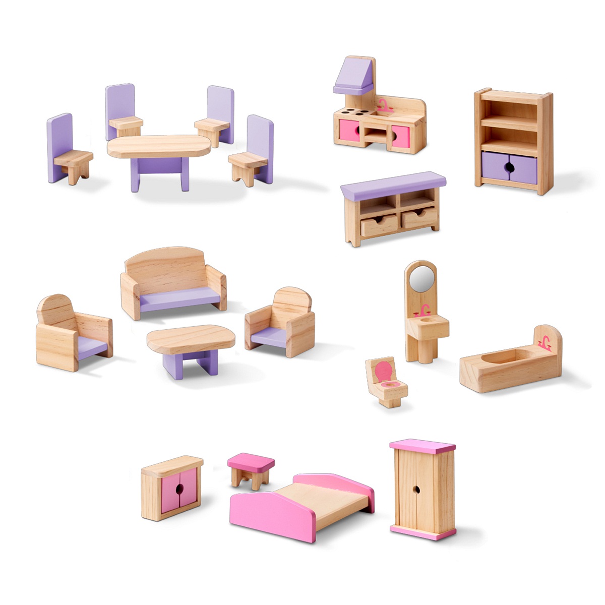 Кукольный дом с мебелью, 3 этажа  