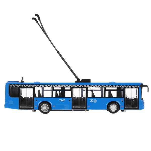 Модель Троллейбус Метрополитен 18 см двери открываются синяя инерционная металлическая  