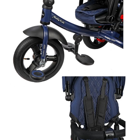 Трехколесный велосипед - New Leader 360° 12x10 Air Car, темно-синий  