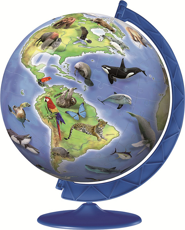 3D Паззл "Глобус с редкими животными" 12332st)               