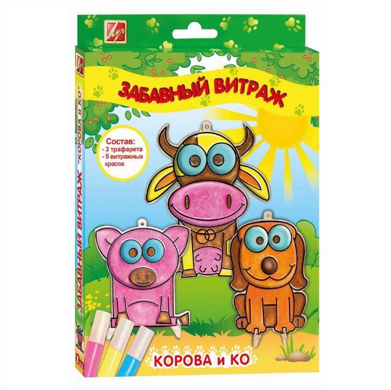 

Краски по стеклу с трафаретом - Забавный витраж - Корова и компания