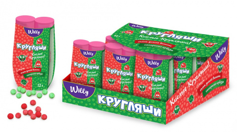 

Willy кругляши с кислинкой, вишня и арбуз, блок 24 штуки, 12 г х 24 х 12