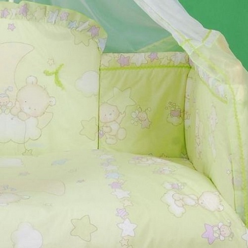 Бампер в кроватку - Павлуша, зеленый  