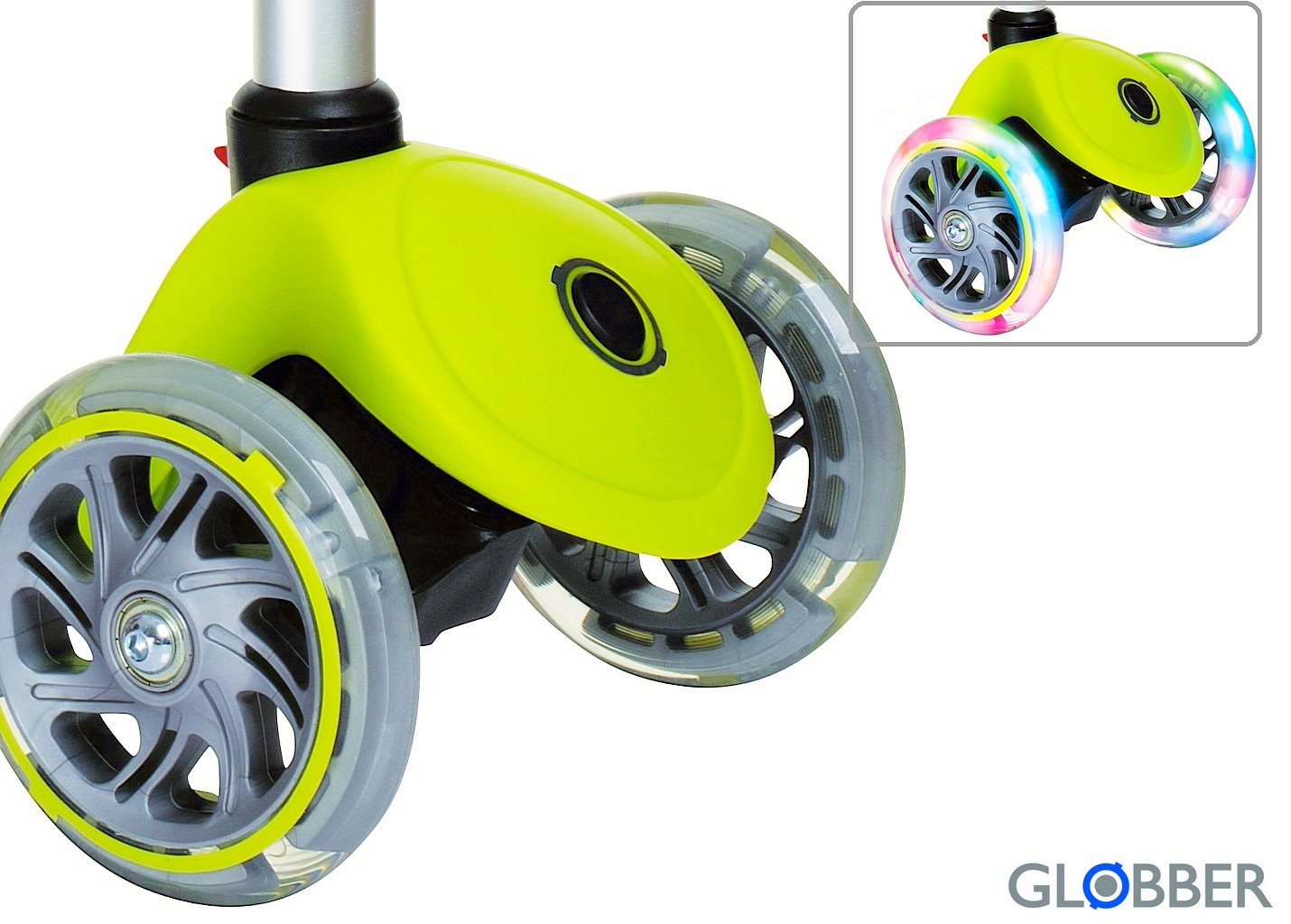 ﻿Самокат GLOBBER EVO 5 IN 1 LIGHTS со светящимися колесами, зеленый  