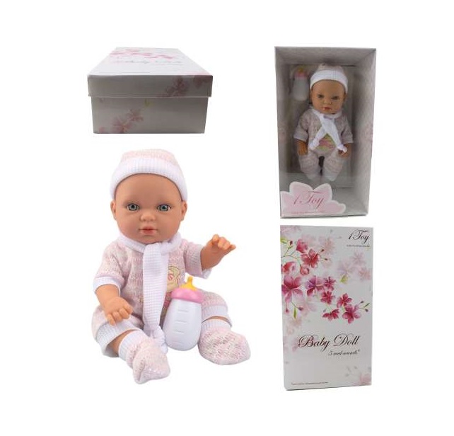 

Куколка Baby Doll в розовом платье, пинетках и болеро, 28 см.