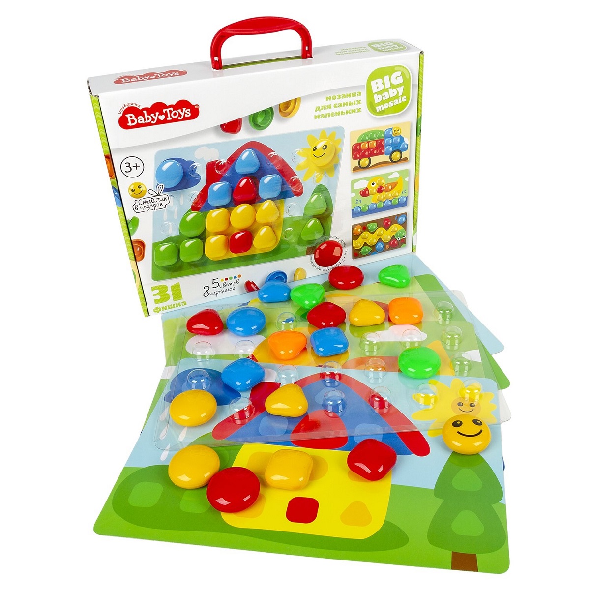 Мозаика для самых маленьких – Baby Toys, диаметр детали 4 см, 5 цветов, 31 элемент  