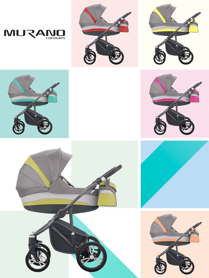 Детская коляска Bebetto Murano Colours  2 в 1 шасси матовый графит/GRM C02  
