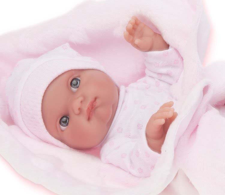 Кукла-младенец - Берта на розовом одеяле, 21 см  