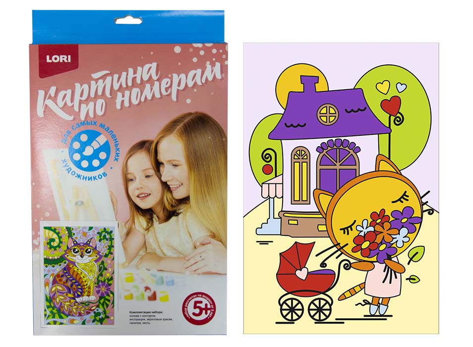 

Картина по номерам для малышей - Киска на прогулке