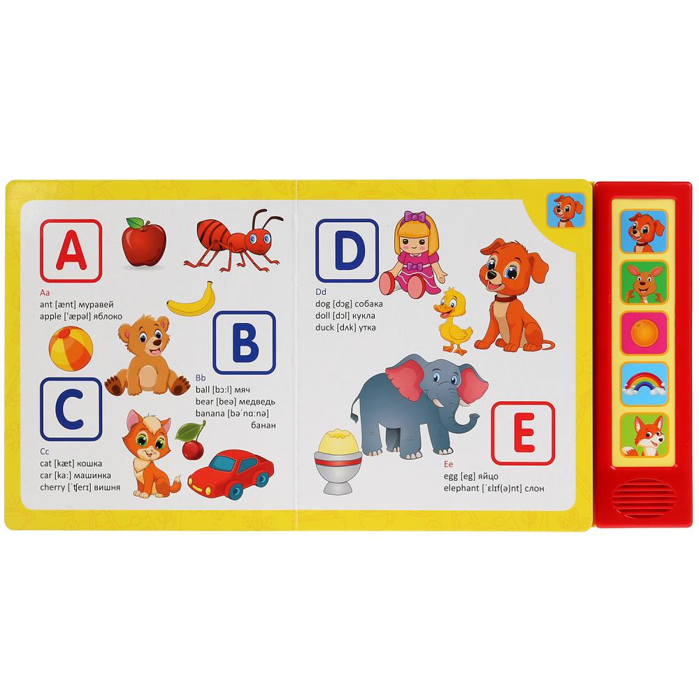 Музыкальная книга Моя первая английская азбука, 5 звуковых кнопок  
