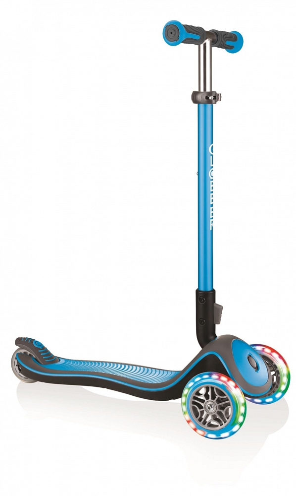 

Трехколесный самокат Globber Elite Deluxe Lights, голубой, светящиеся колеса