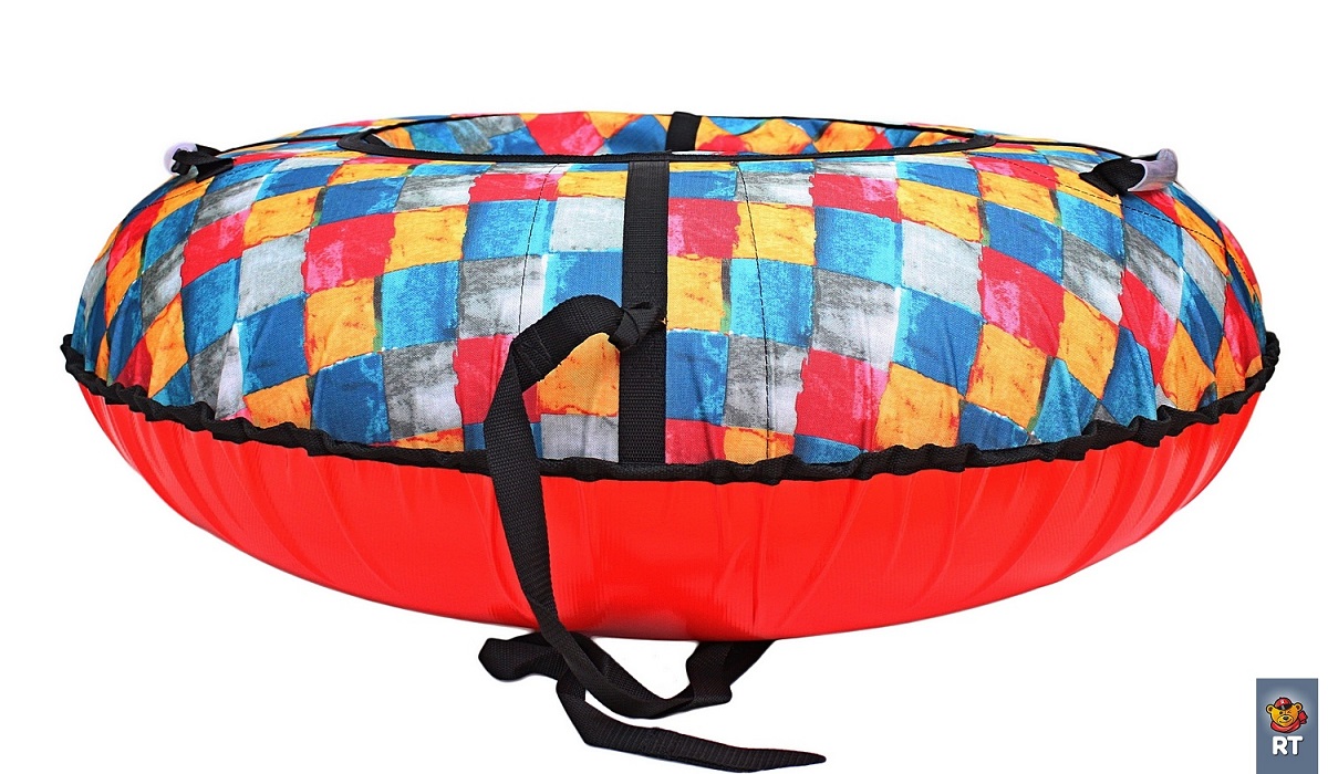 Санки надувные тюбинг с дизайном Цветная мозаика, диаметр 118 см.  