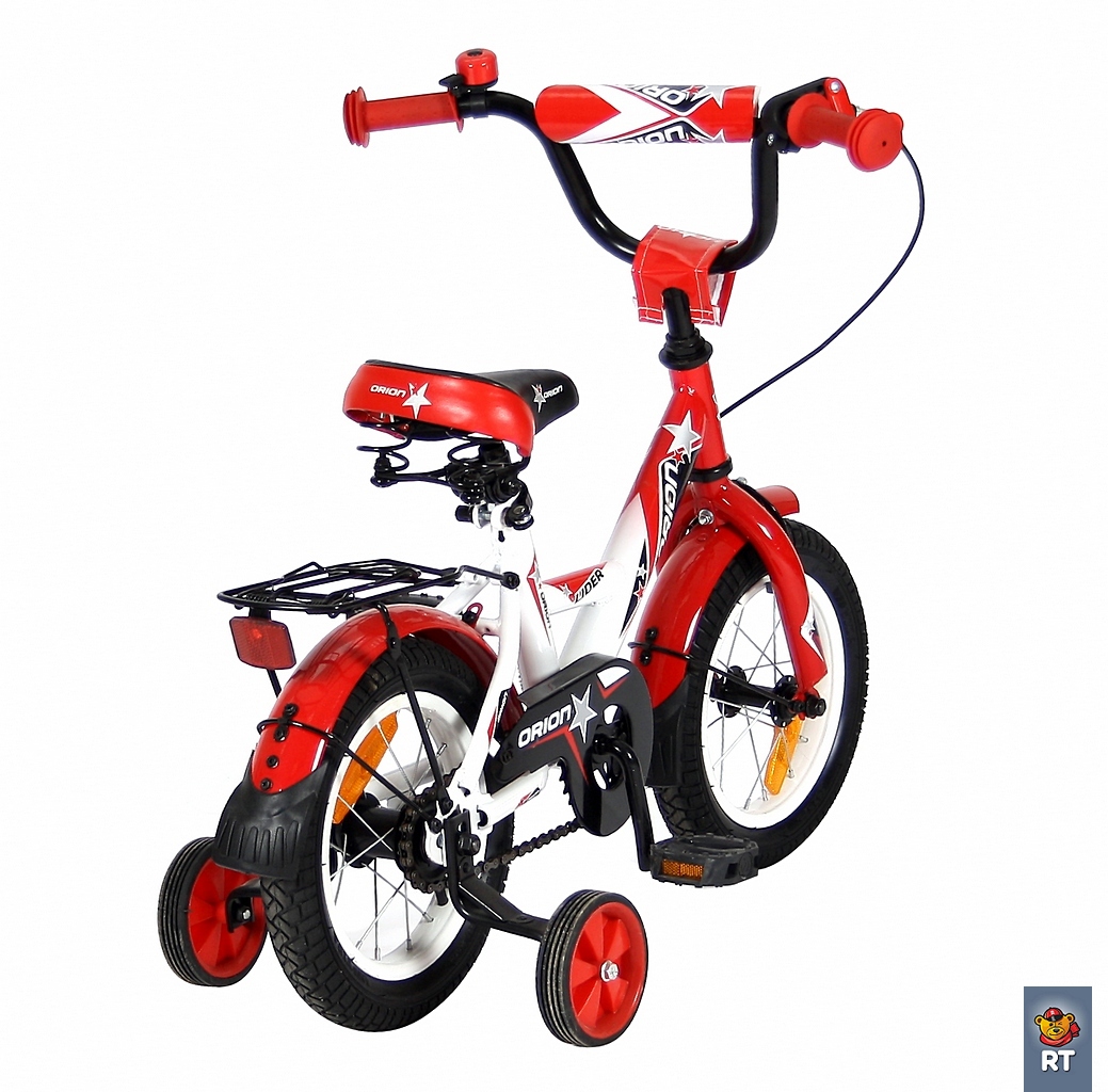 Двухколесный велосипед Lider Orion диаметр колес 12 дюймов, белый/красный  