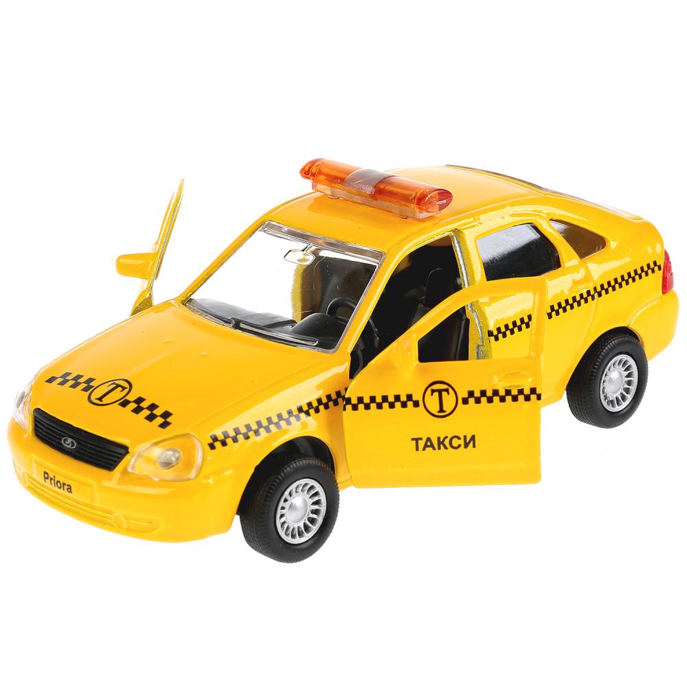 Машина металлическая Lada Priora хэтчбек Такси, длина 12 см, открываются двери, инерционная WB) 
