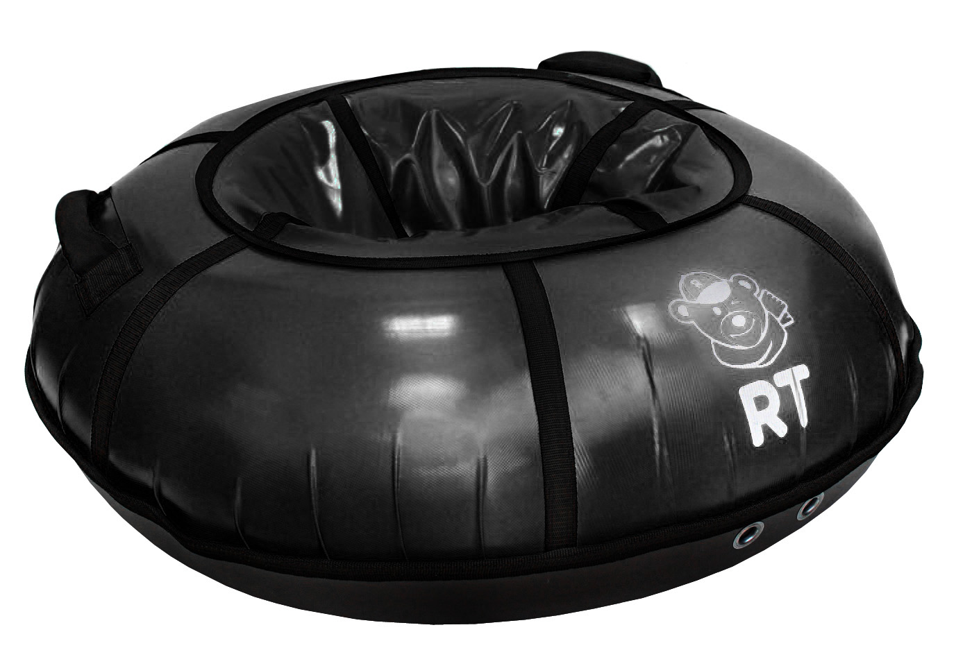 Санки надувные Тюбинг с пластиковым дном, цвет черный, диаметр 100 см.  