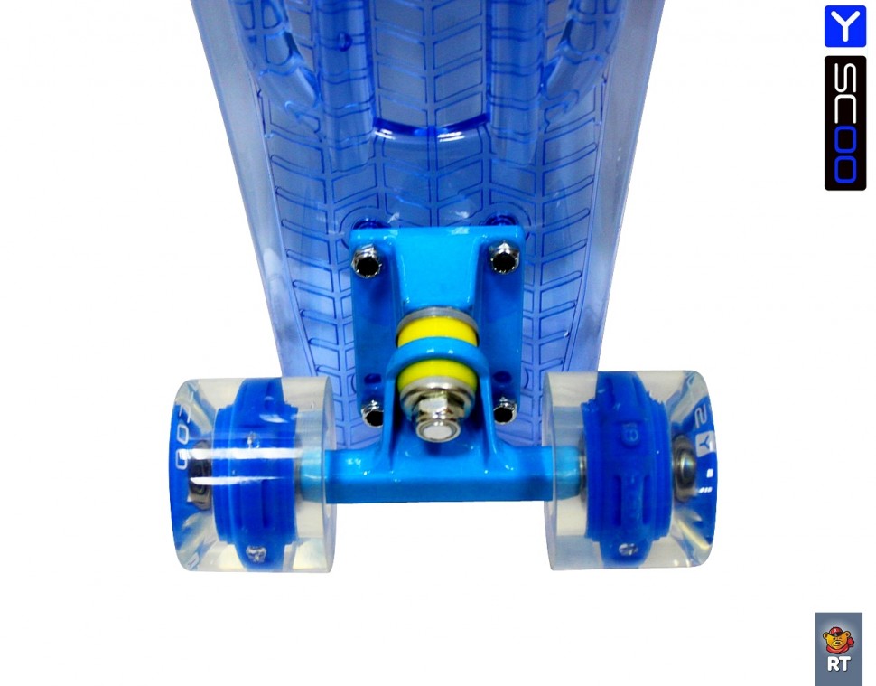 Скейтборд 6-13 Penny board RT 22 Shine blue со светящимися колесами  