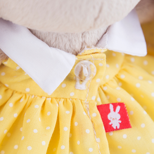 Мягкая игрушка – Зайка Ми в желтом платье в горошек, малыш, 15 см  