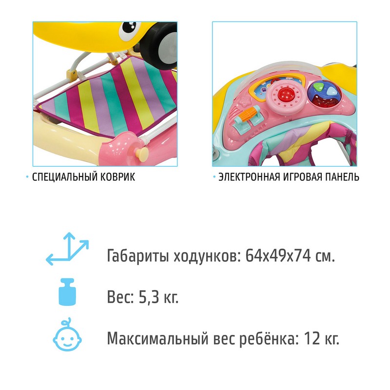 Детские ходунки Nuovita Corsa Blu Limone/Сине - лимонный  