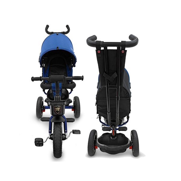 Велосипед 3-колесный Lexus trike темно-синий, колеса надувные 12 и 10', регулируемая спинка, задний тормоз  