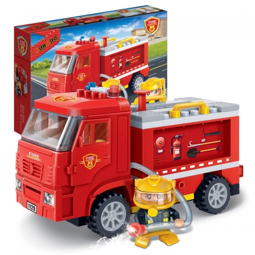 Конструктор – Инерционный пожарный грузовик, 126 деталей  