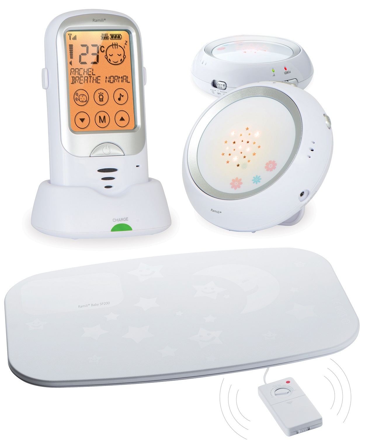 

Радионяня с двумя детскими блоками и монитором дыхания Ramili Baby RA300DUOSP