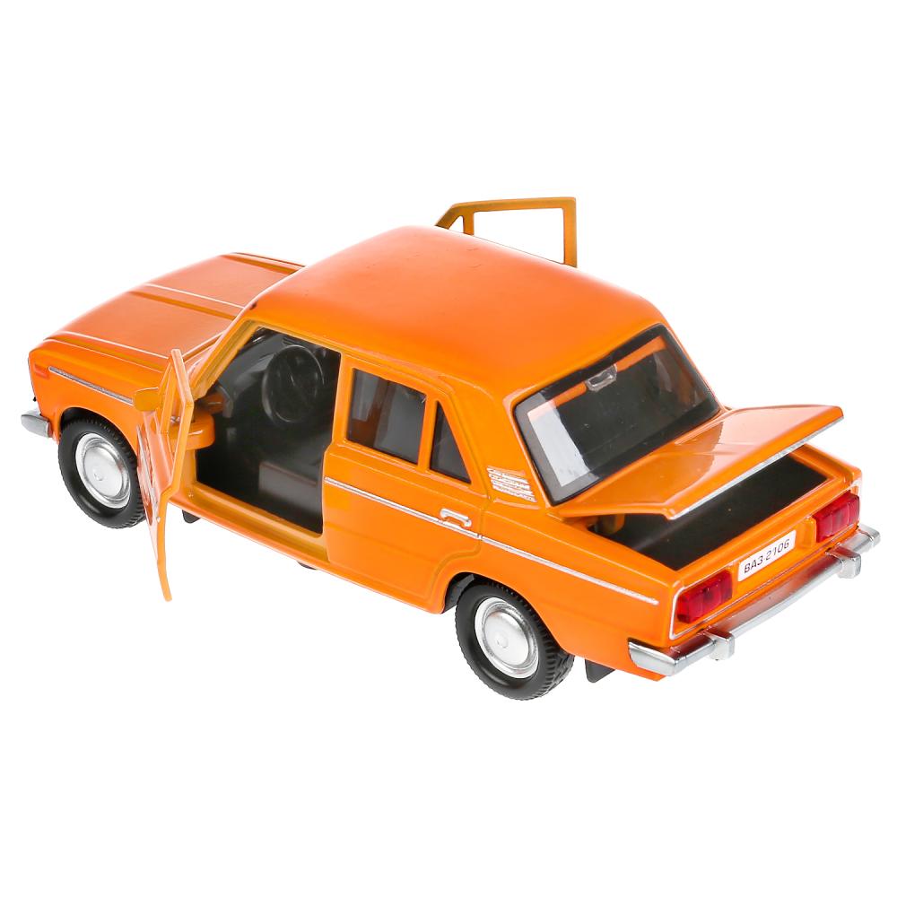 Модель легкового автомобиля - Ваз 2106 Жигули, инерционная, открываются двери, 12 см, оранжевая  