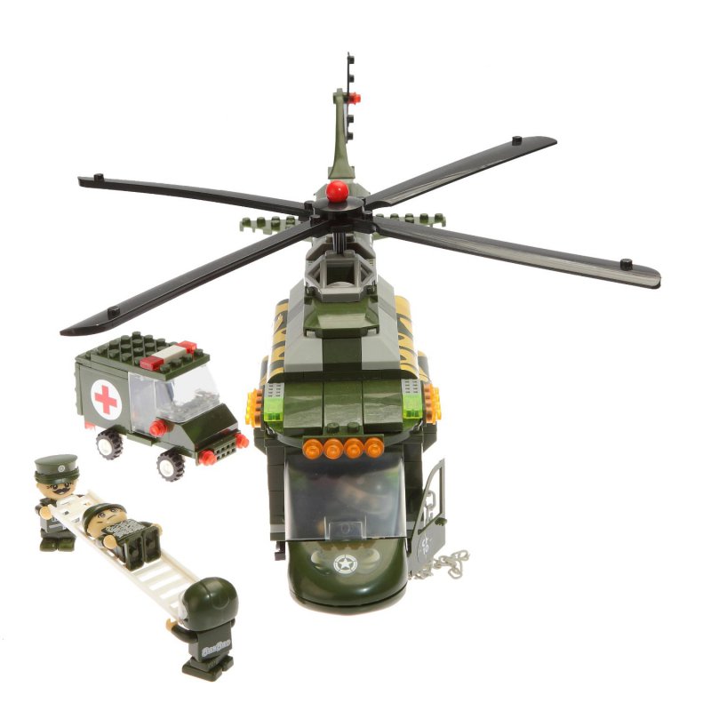 Конструктор с аксессуарами - Военный вертолёт-спасатель  