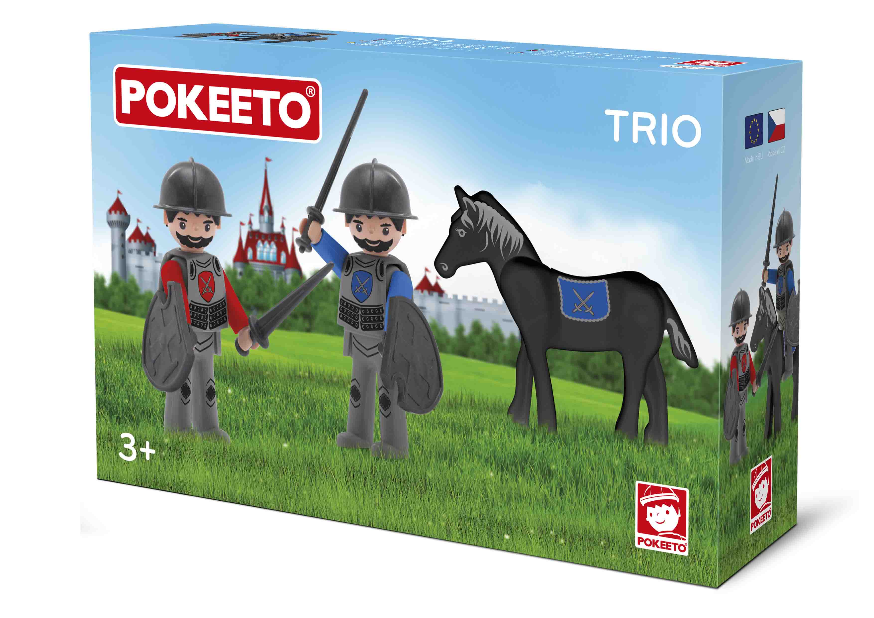 Игровой набор с аксессуарами - Два рыцаря и конь, 3 фигурки, 8 см  