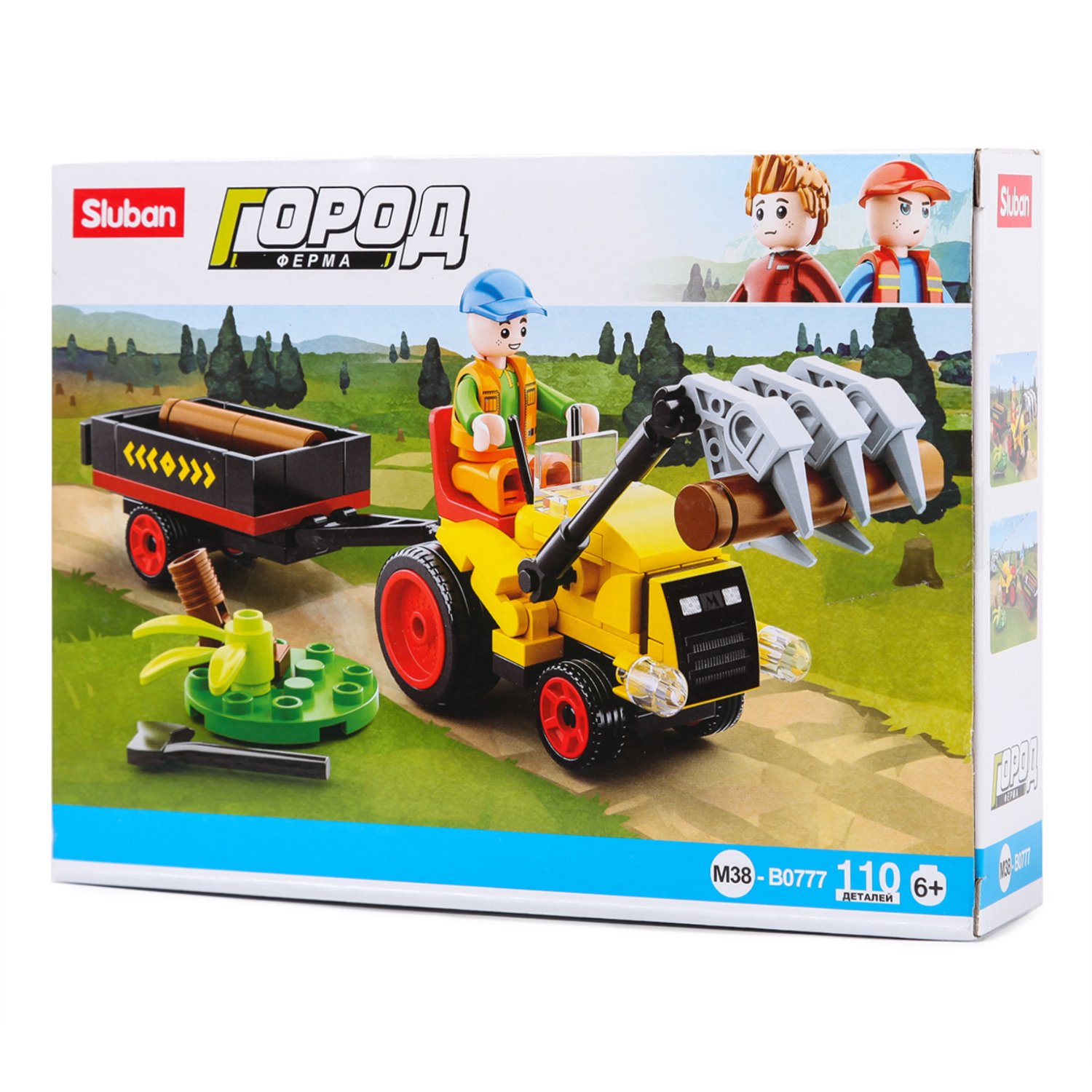 Конструктор – Ферма: трактор с фигуркой, 110 деталей   