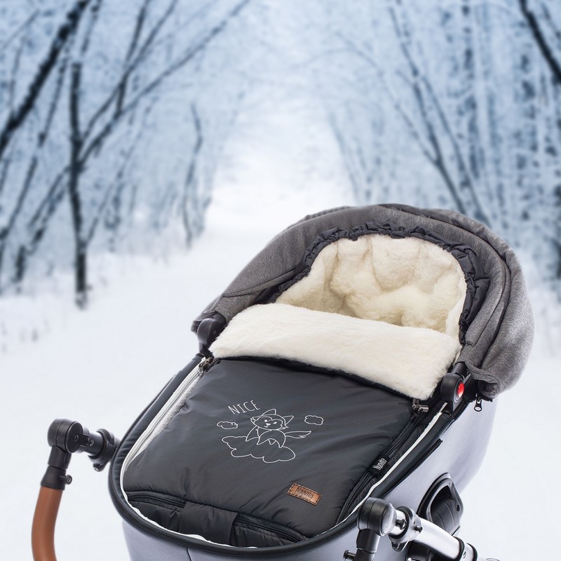 Конверт зимний меховой Nuovita Islanda Bianco Nero/Черный  