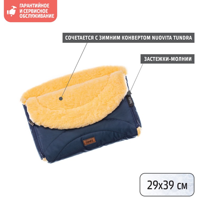 Муфта меховая для коляски Nuovita Tundra Pesco Blu scuro/Темно-синий  