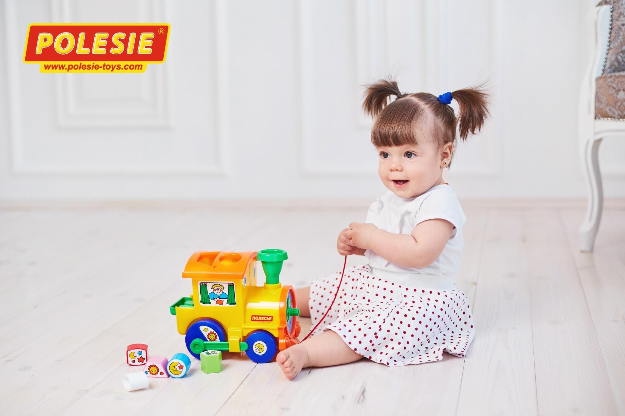 Развивающая игрушка-сортер Занимательный паровоз, в сеточке  