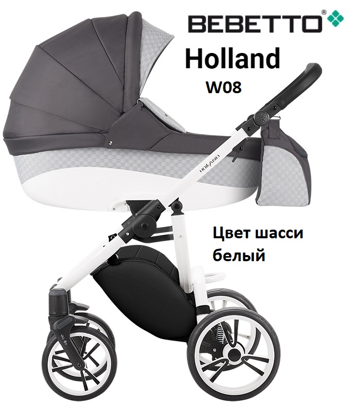 Детская коляска Bebetto Holland New - 2 в 1 - шасси белый/BIA - W08  
