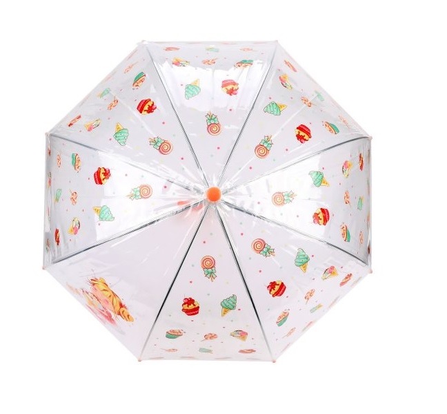 Зонт детский Лакомка прозрачный, 45 см., полуавтомат  